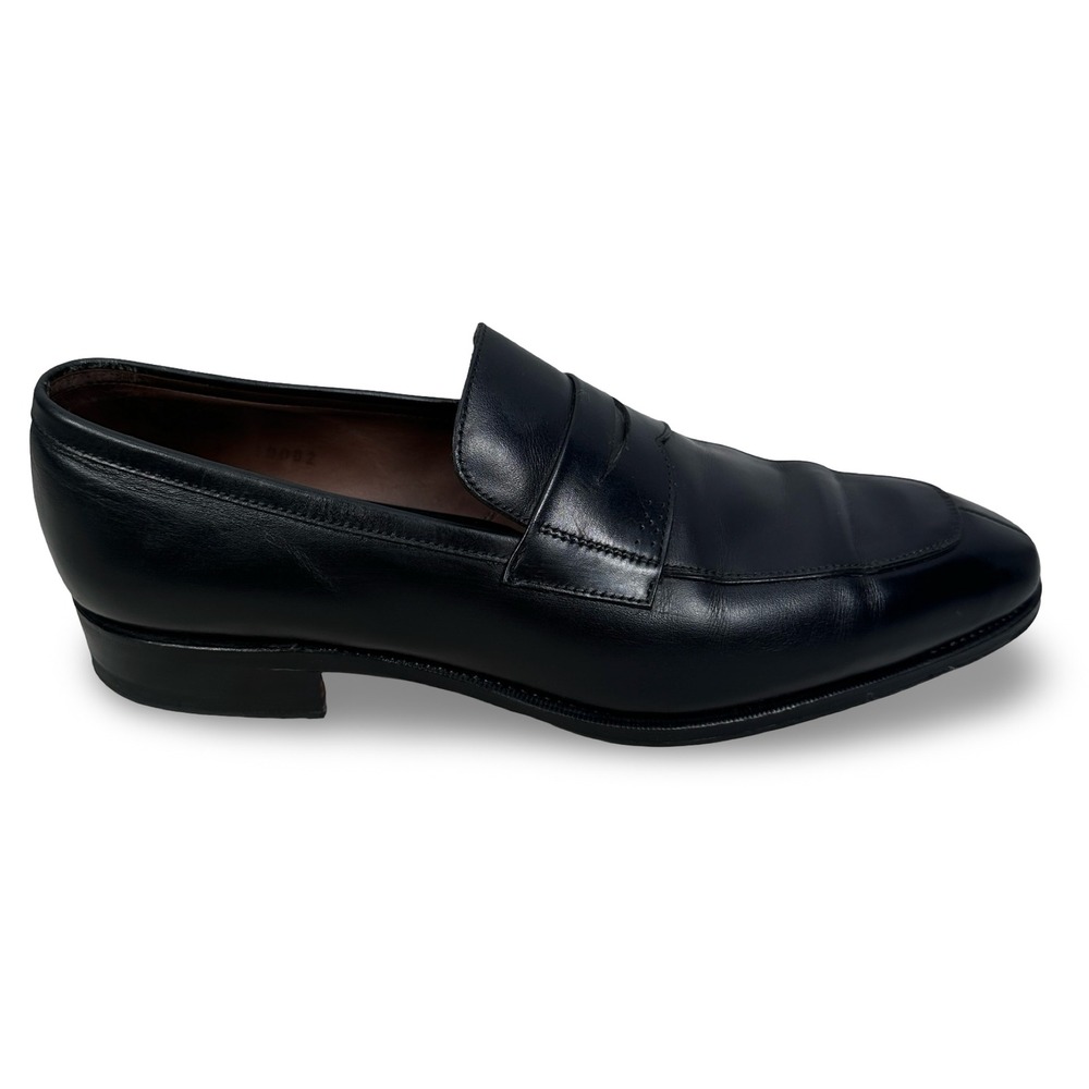 Carmina Shoemaker Black Leather Penny Loafers Mens Size 9 Goodyear Welted Spain